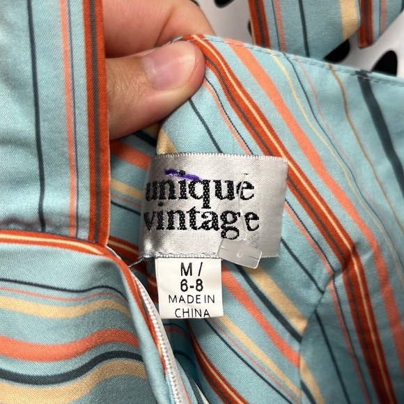 Unique Vintage Blue Striped Halter Jumpsuit - Picture 5 of 8